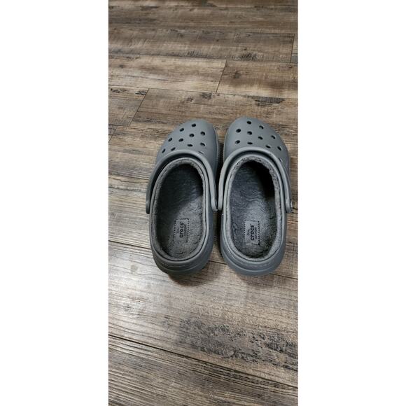 Crocs Classic Lined Grey Clog Size M 7 W 9. Pre-owned Box38 - Picture 7 of 9